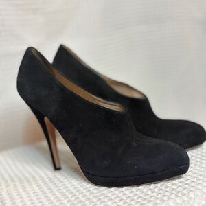 Prada Black Suede High-Heel Booties